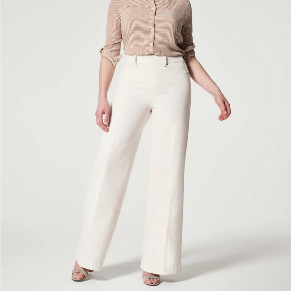 SPANX Seamed Front Wide Leg Jeans - 1X Petite, High Rise